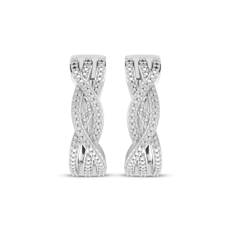 Main Image 2 of Diamond Accent Twist Hoop Earrings Sterling Silver