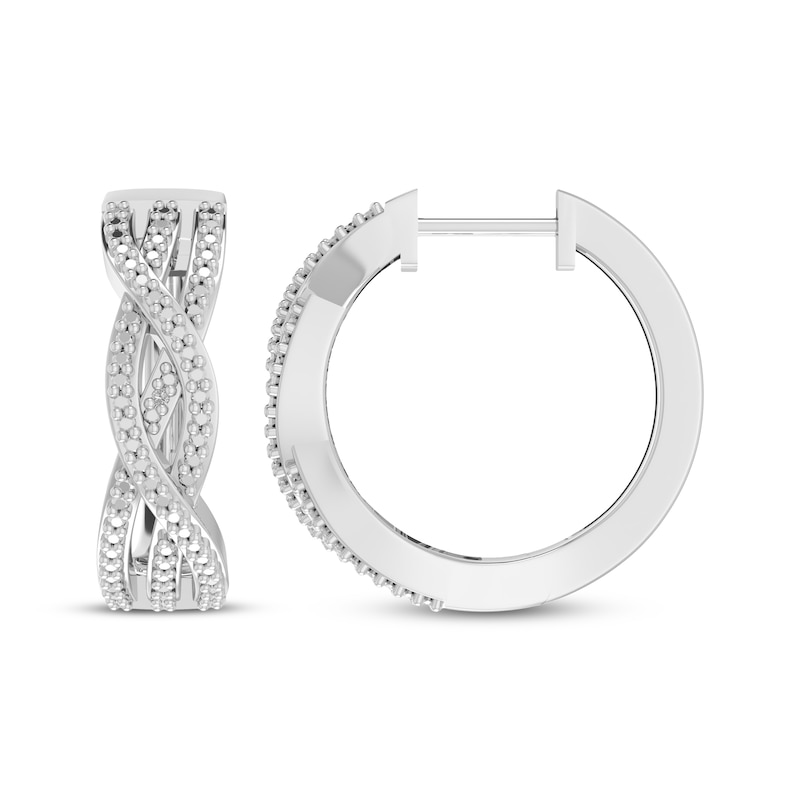 Main Image 3 of Diamond Accent Twist Hoop Earrings Sterling Silver