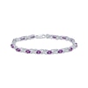 Thumbnail Image 1 of Oval-Cut Amethyst & Diamond Accent "XO" Bracelet Sterling Silver 7.25"