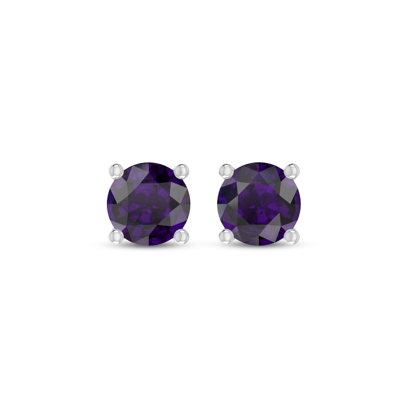 Main Image 2 of Amethyst Solitaire Earrings Sterling Silver
