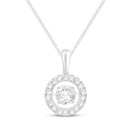 Unstoppable Love Lab-Grown Diamond Halo Necklace 2 ct tw 14K White Gold 19"