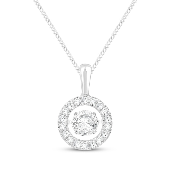 Unstoppable Love Lab-Grown Diamond Halo Necklace ct tw 14K White Gold 19