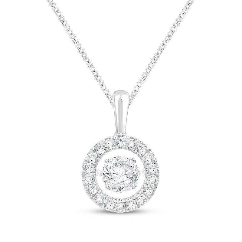 Main Image 1 of Unstoppable Love Lab-Grown Diamond Halo Necklace 2 ct tw 14K White Gold 19"