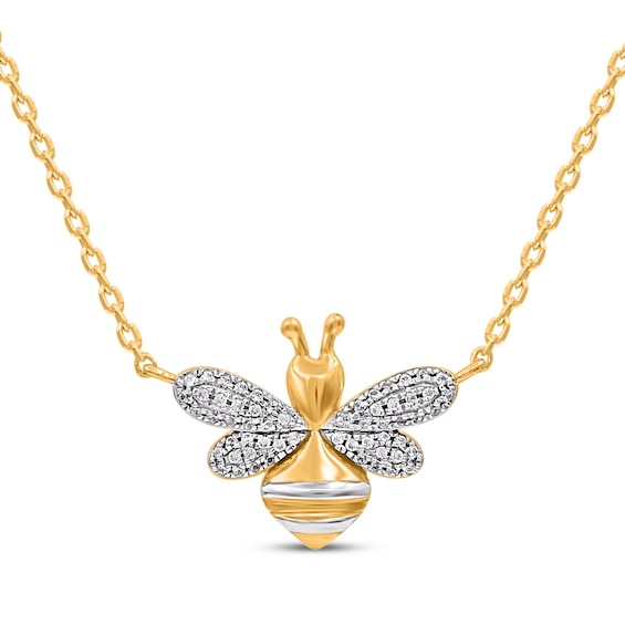 Diamond Bee Necklace 1/10 ct tw 14K Yellow Gold 18"