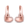 Thumbnail Image 2 of Diamond Hole Punch Heart Dangle Hoop Earrings 1/5 ct tw 10K Rose Gold