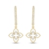Thumbnail Image 2 of Diamond Clover Dangle Hoop Earrings 1/5 ct tw 24K Yellow Gold Vermeil Sterling Silver