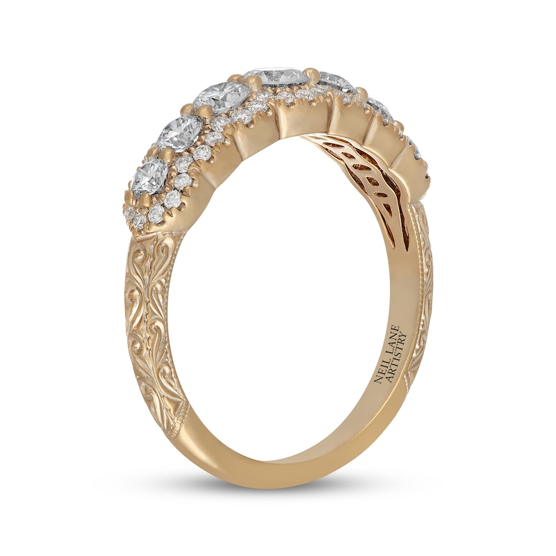 Main Image 2 of Neil Lane Artistry Lab-Grown Diamond Seven-Stone Halo Anniversary Ring 1 ct tw 14K Yellow Gold