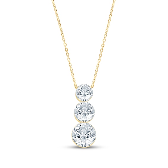 KAY Lab-Grown Diamonds Graduated Three-Stone Necklace 2 ct tw 14K Yellow Gold 18"