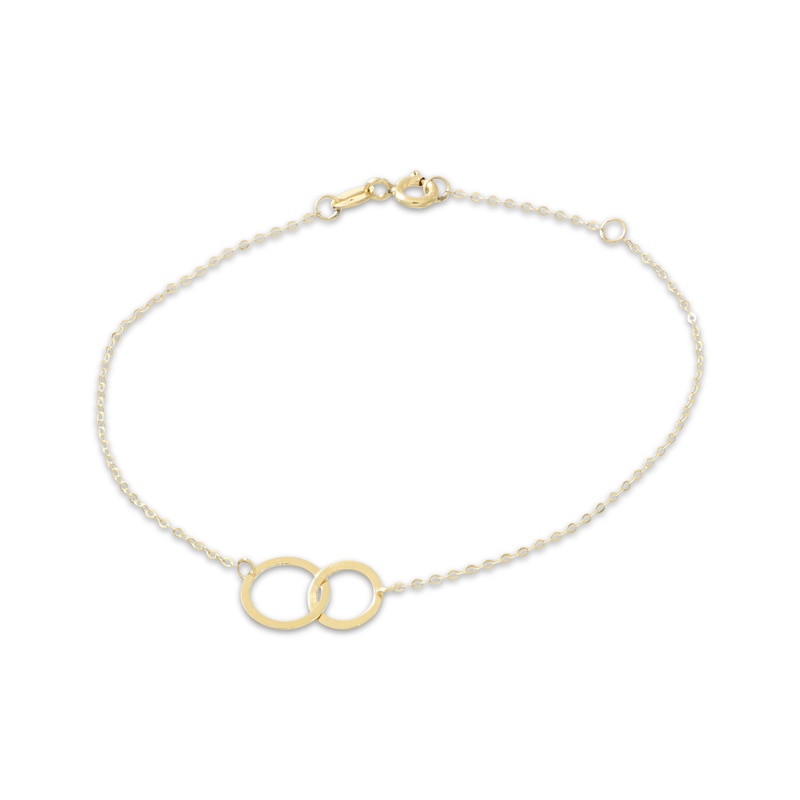 Main Image 1 of Interlocking Circle Bracelet Solid 10K Yellow Gold 7.5"