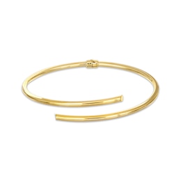 Polished Tube Bypass Bangle Bracelet 10K Yellow Gold 7.25"