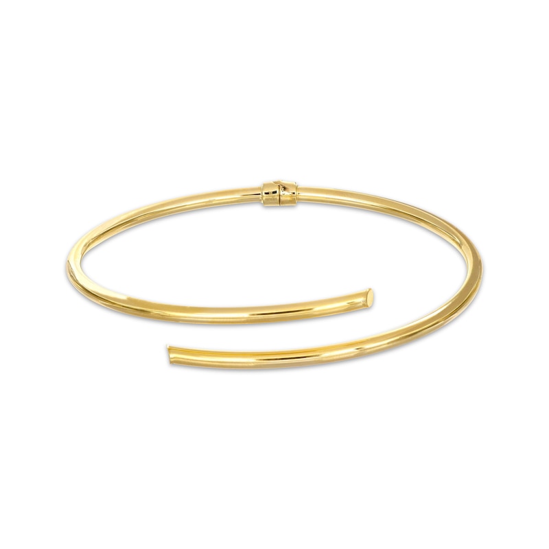 Main Image 1 of Polished Tube Bypass Bangle Bracelet 10K Yellow Gold 7.25"
