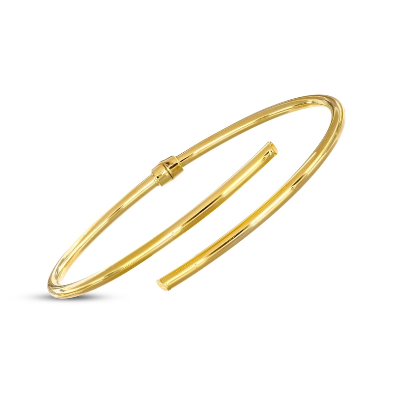 Main Image 2 of Polished Tube Bypass Bangle Bracelet 10K Yellow Gold 7.25"