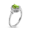 Thumbnail Image 2 of Oval-Cut Peridot & White Lab-Created Sapphire Ring Sterling Silver