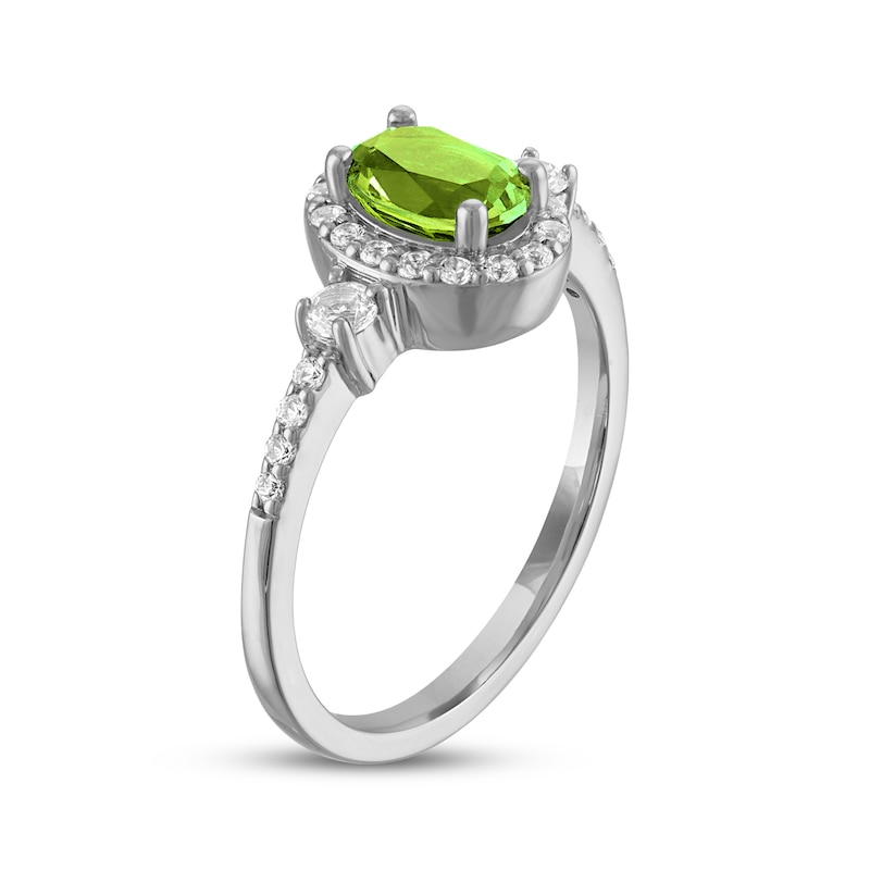 Main Image 2 of Oval-Cut Peridot & White Lab-Created Sapphire Ring Sterling Silver