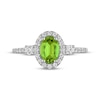Thumbnail Image 3 of Oval-Cut Peridot & White Lab-Created Sapphire Ring Sterling Silver