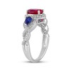 Thumbnail Image 2 of Oval-Cut Lab-Created Ruby, Pear-Shaped Blue Lab-Created Sapphire & White Lab-Created Sapphire Ring Sterling Silver