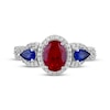 Thumbnail Image 3 of Oval-Cut Lab-Created Ruby, Pear-Shaped Blue Lab-Created Sapphire & White Lab-Created Sapphire Ring Sterling Silver