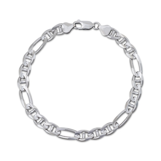9mm Diamond-Cut Figarucci Chain Bracelet Solid Sterling Silver 8.5"