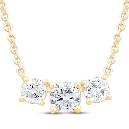 Memories Moments Magic Lab-Grown Diamonds Three-Stone Necklace 1-1/2 ct tw 14K Yellow Gold 18"
