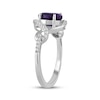 Thumbnail Image 2 of Oval-Cut Amethyst & White Lab-Created Sapphire Twist Shank Ring Sterling Silver