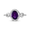 Thumbnail Image 3 of Oval-Cut Amethyst & White Lab-Created Sapphire Twist Shank Ring Sterling Silver