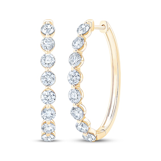 KAY Lab-Grown Diamonds Hoop Earrings 3 ct tw 10K Yellow Gold