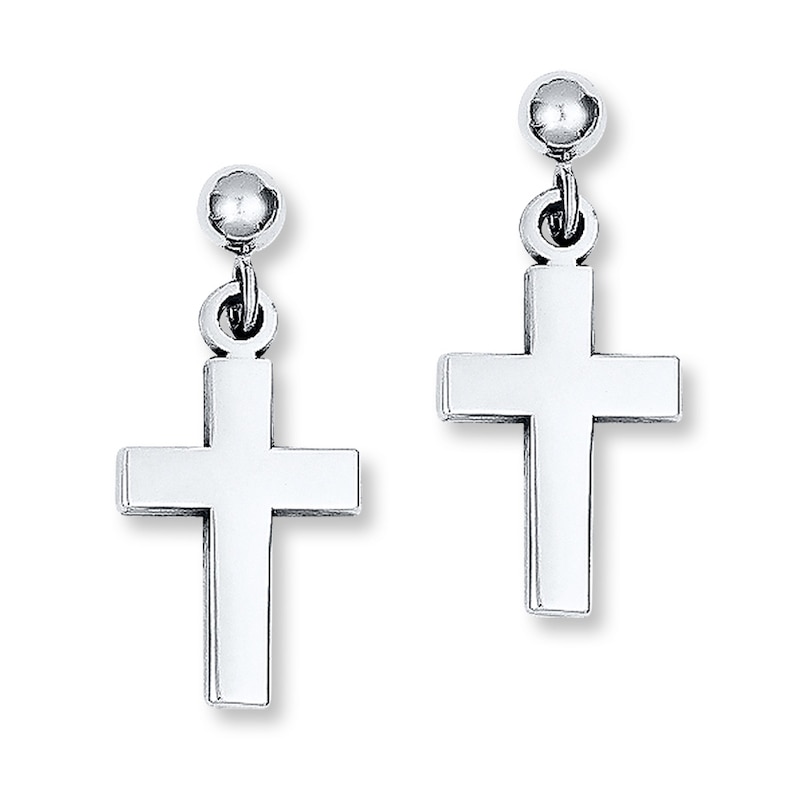 Cross Earrings 14K White Gold