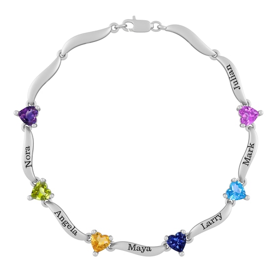 Birthstone Family & Mother's Bracelet (6 Stones and Lines)