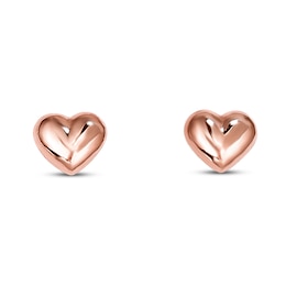 Puffed Heart Children's Earrings 14K Rose Gold