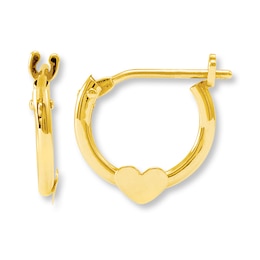 Heart Hoop Earrings 14K Yellow Gold