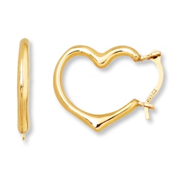 Heart Hoop Earrings 14K Yellow Gold