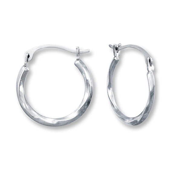 Twist Hoop Earrings 14K White Gold 16mm