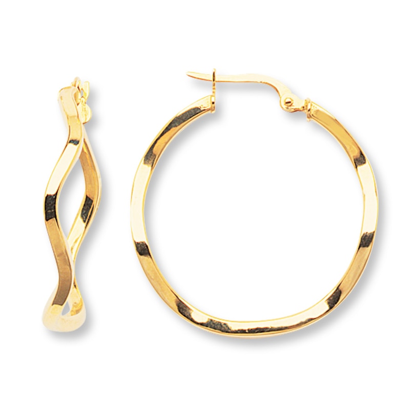 Geometric Hoop Earrings 14K Yellow Gold 30mm