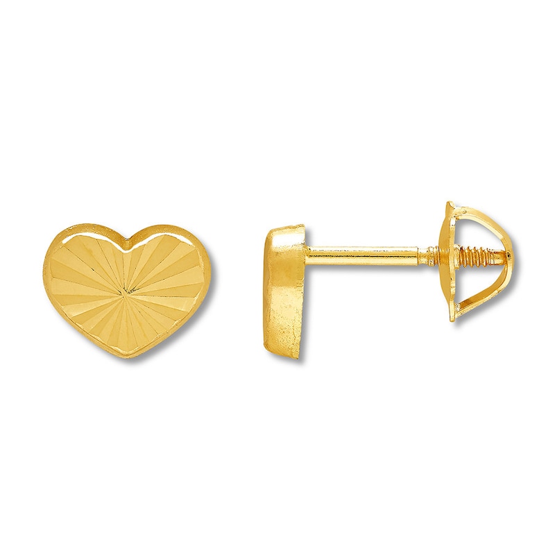 Child's Heart Earrings 14K Yellow Gold