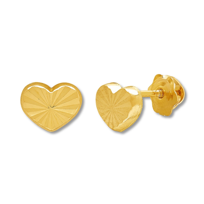 Child's Heart Earrings 14K Yellow Gold
