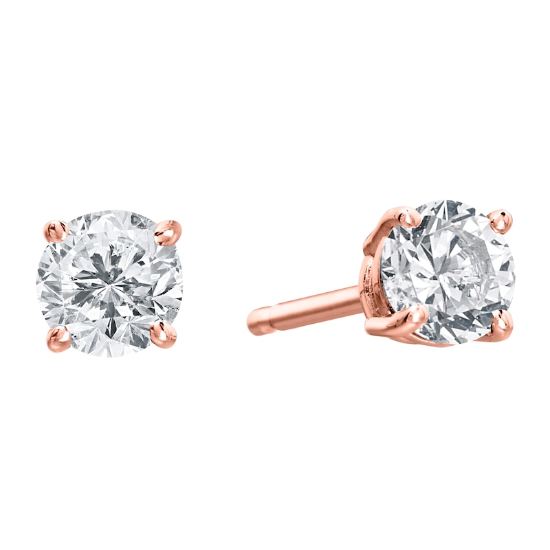 Diamond Solitaire Stud Earrings 3/8 ct tw 10K Rose Gold (J/I3)
