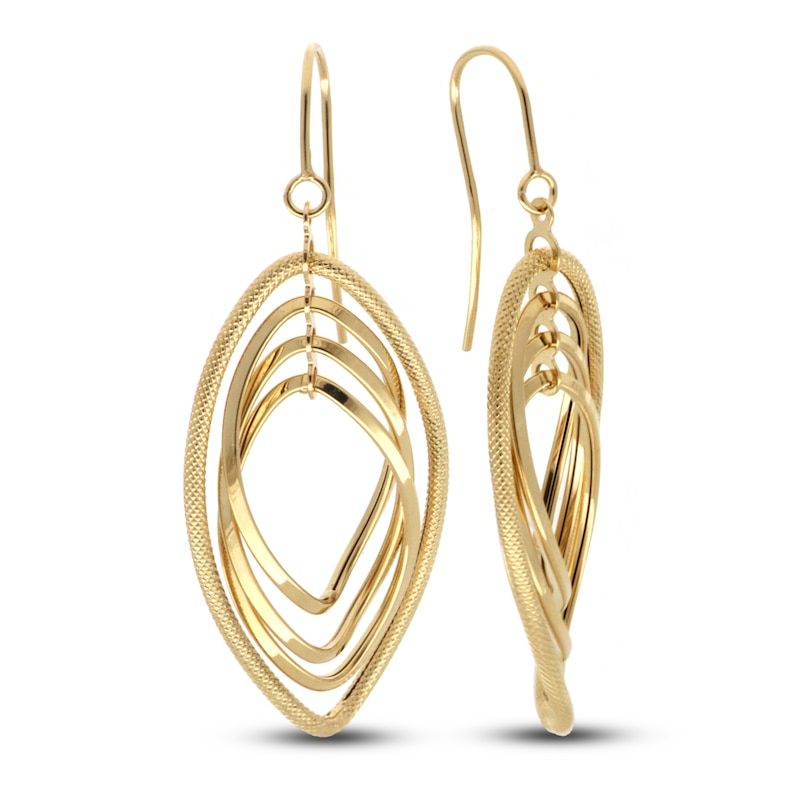 Main Image 1 of Oval Twist Dangle Earrings 14K Yellow Gold