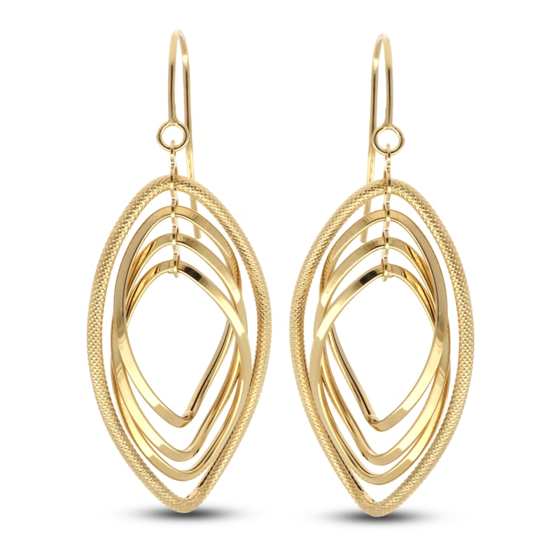 Main Image 2 of Oval Twist Dangle Earrings 14K Yellow Gold