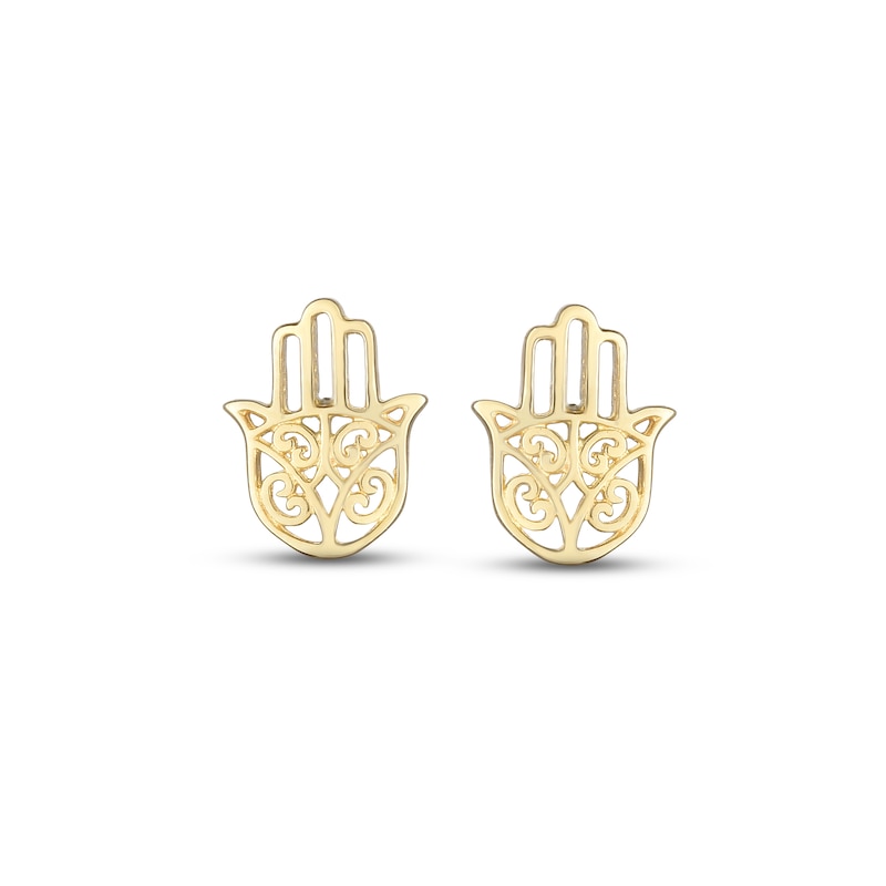 Main Image 2 of Hamsa Stud Earrings 14K Yellow Gold