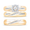 Thumbnail Image 2 of Adore His & Hers Round-Cut Diamond Three-Piece Bridal Set 1/4 ct tw 10K Yellow Gold