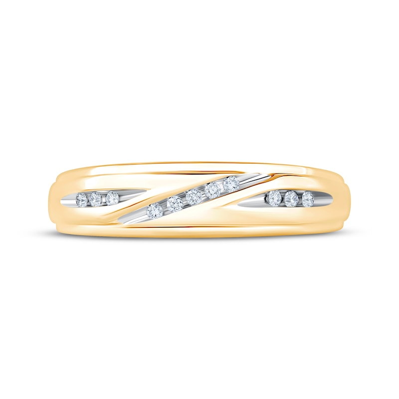 Main Image 3 of Adore Diamond Diagonal Women's Wedding Band 1/15 ct tw 10K Yellow Gold