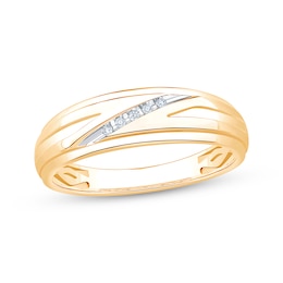 Adore Men's Diamond Diagonal Wedding Band 1/20 ct tw 10K Yellow Gold