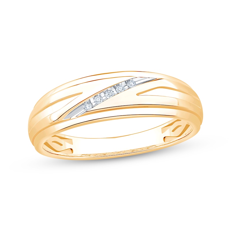 Main Image 1 of Adore Men's Diamond Diagonal Wedding Band 1/20 ct tw 10K Yellow Gold