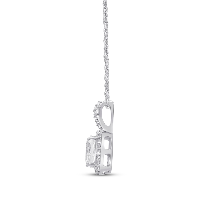 Main Image 2 of Cushion-Cut White Lab-Created Sapphire Necklace Sterling Silver 18"