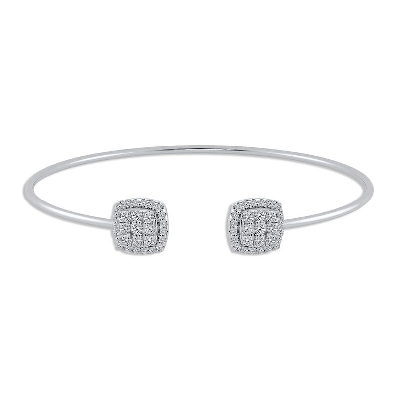 Main Image 1 of Diamond Cushion Flex Cuff Bangle Bracelet 1/2 ct tw 10K White Gold