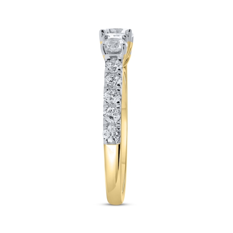 Round-Cut Diamond Three-Stone Engagement Ring 1-1/2 ct tw 14K Yellow Gold
