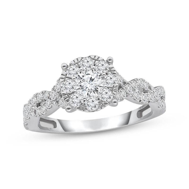 Main Image 1 of Adore Multi-Diamond Center Twist Engagement Ring 1 ct tw 14K White Gold