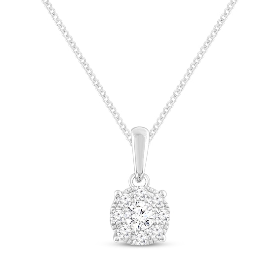 Multi-Diamond Necklace 1/4 ct tw 14K White Gold 19"
