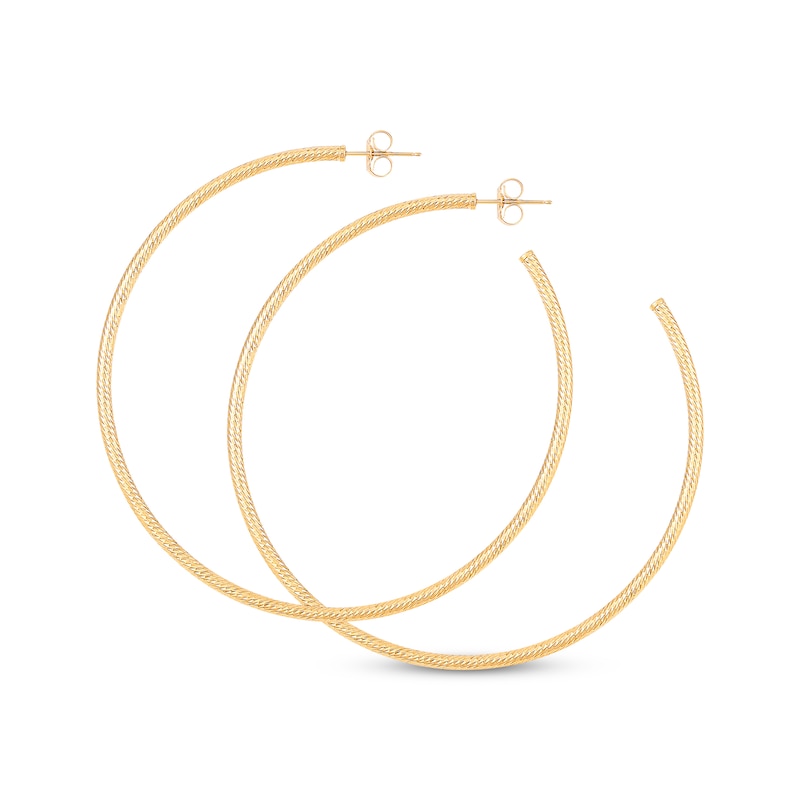 Diamond-Cut Tube Hoop Earrings 14K Yellow Gold 60mm