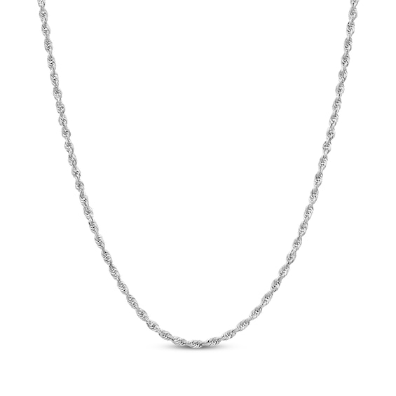 Rope Chain Necklace Semi-Solid 14K White Gold 22"